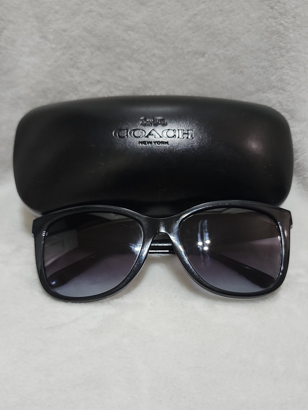 COACH Men's Black Frame Sunglasses with Gradient Smoke Lenses